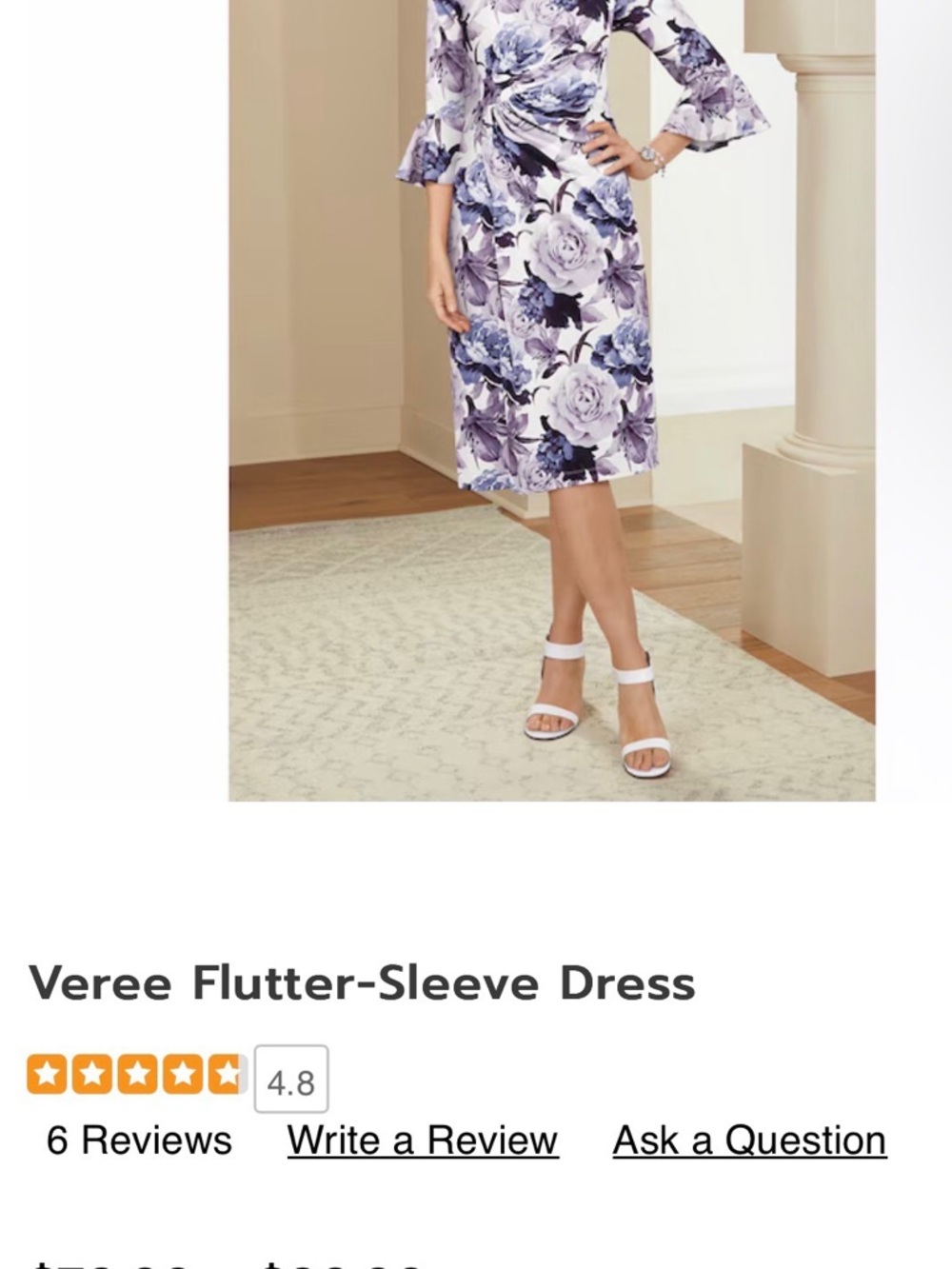Midnight Velvet - Veree Floral Flutter-Sleeve Dress in Lavender and Navy